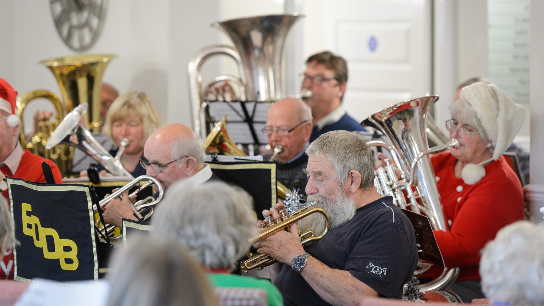 East Devon Daytime Brass Band perform at Churchills Lockyer Lodge in Sidford 25