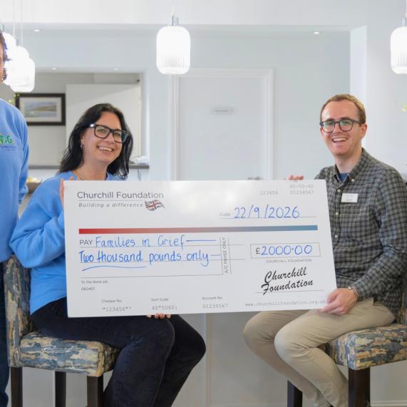Families in grief cheque presentation