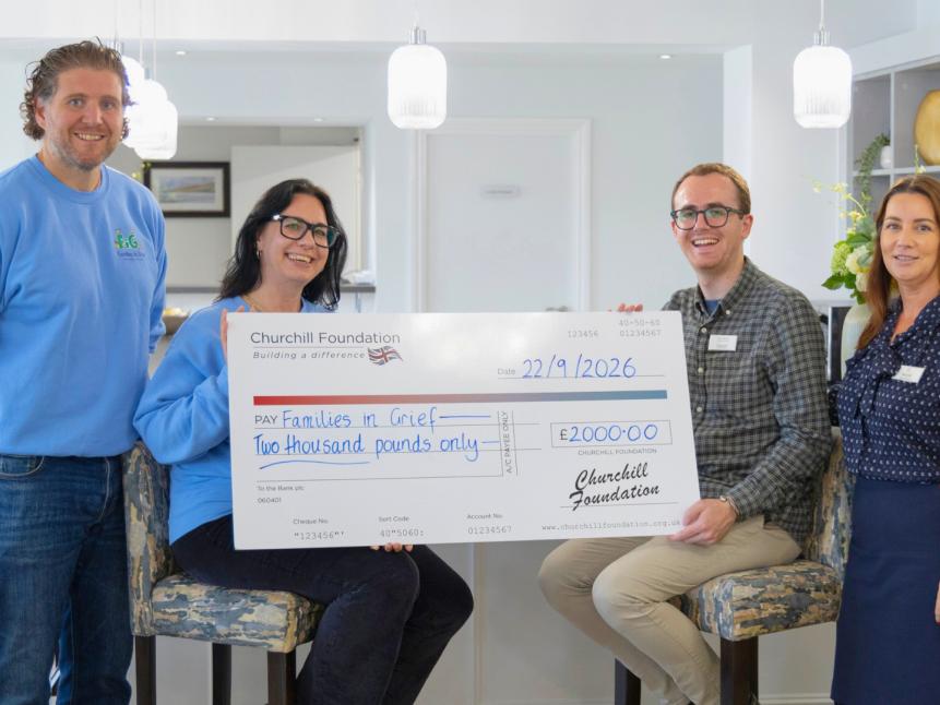 Families in grief cheque presentation